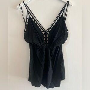 Black Cutout Romper Crisscross Back Flowy XS | Staring at Stars